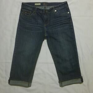 Kut From The Kloth Natalie Crop Denim Blue Jeans Cuffs Button Down Pockets 10